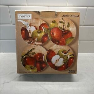NEW David Carter Brown Apple Orchard 8.25 Salad appetizer Plates Oneida full set